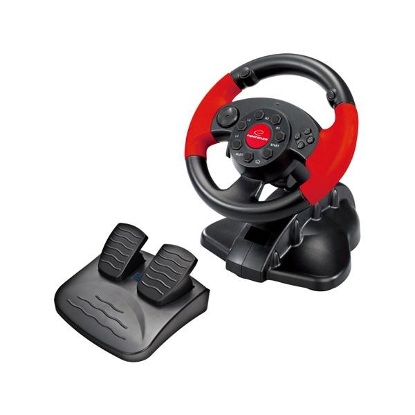 xlyne EG103 peliohjain, ohjauspyörä, PC, PlayStation 2, PlayStation 3, digitaalinen, musta, punainen
