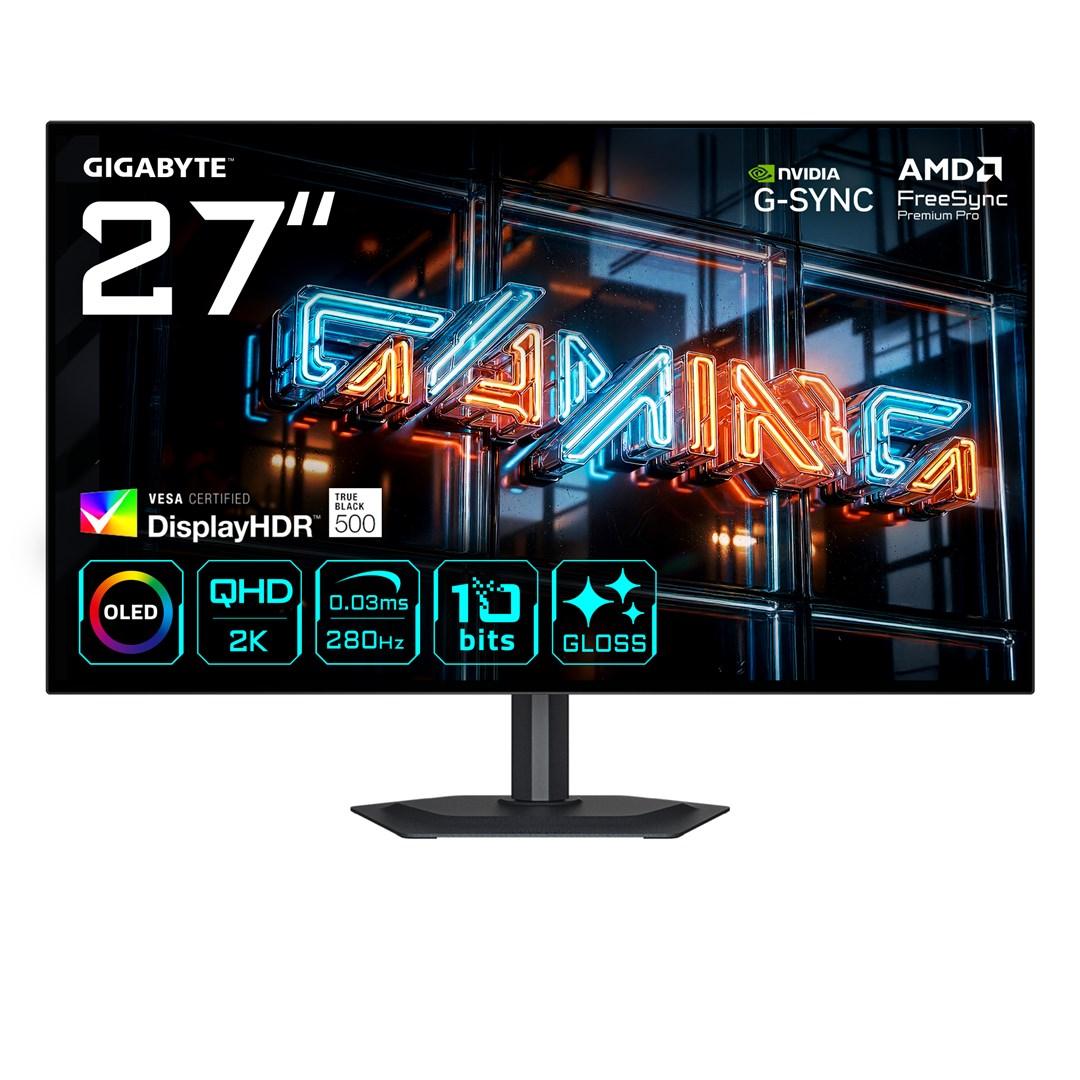 GIGABYTE MO27Q28GR 27 tuuman kiiltävä WOLED QHD -pelinäyttö - 2560 x 1440, 280 Hz, 0,03 ms, 335 cd/m², Display HDR True Black 500, HDMI 2.1, DisplayPort 1.4