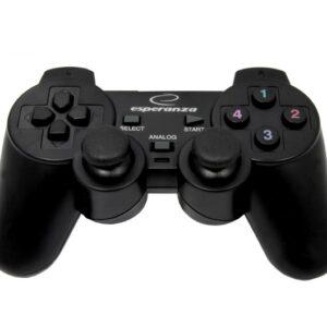 Esperanza EG102 -peliohjain, musta, USB 2.0 -peliohjain, analoginen/digitaalinen, PC, PlayStation 3